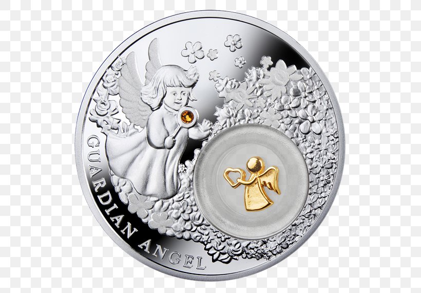 Silver Coin Guardian Angel Niue, PNG, 570x570px, Coin, Angel, Currency, Geography Of Niue, Gold Download Free