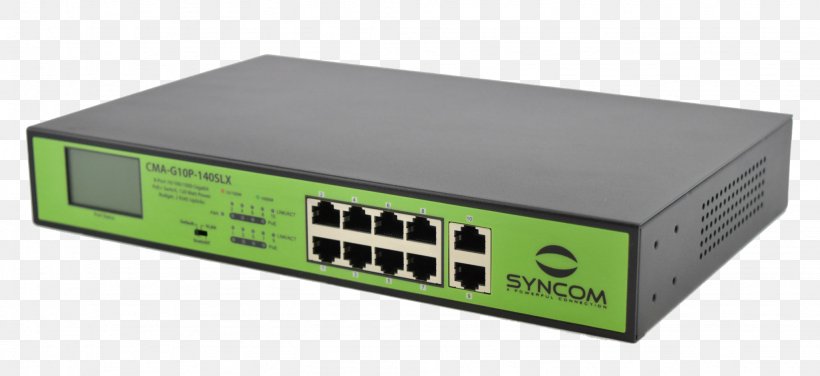 Gigabit Ethernet Network Switch Small Form-factor Pluggable Transceiver Power Over Ethernet Computer Network, PNG, 2048x941px, 19inch Rack, Gigabit Ethernet, Computer Network, Computer Port, Electronic Device Download Free