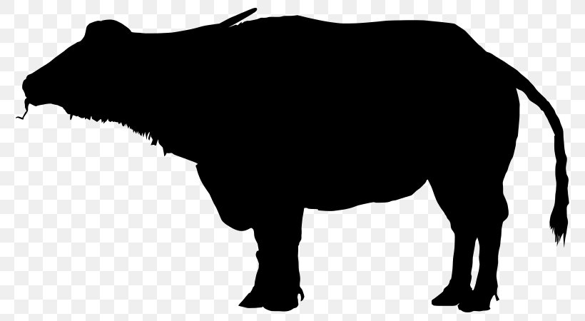Water Buffalo Silhouette Bison Clip Art, PNG, 800x450px, Water Buffalo, Bison, Black And White, Bull, Cattle Like Mammal Download Free