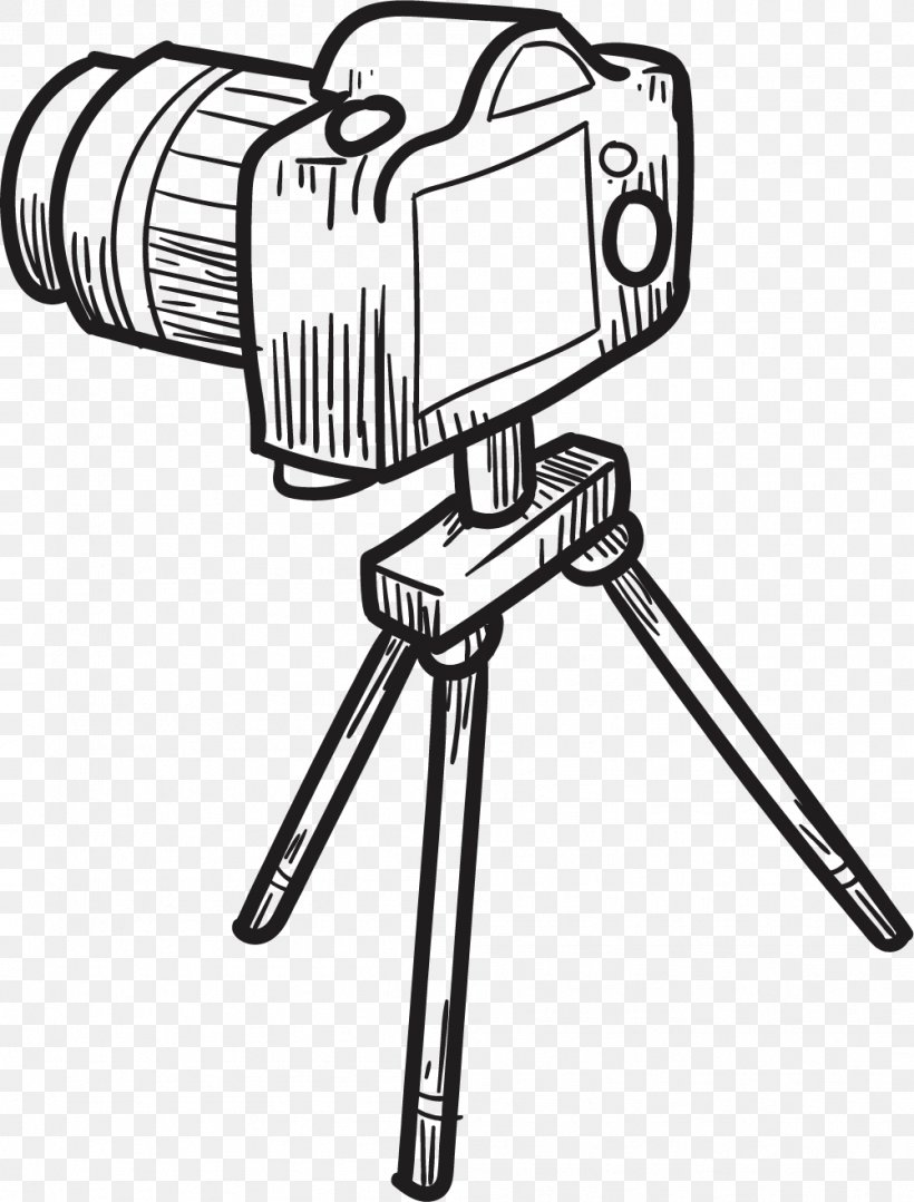 Camera Sony Tripod, PNG, 1001x1318px, Camera, Black, Black And White, Camera Accessory, Drawing Download Free