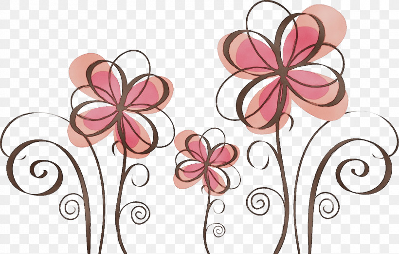 Floral Design, PNG, 1370x872px, Watercolor, Floral Design, Flower, Paint, Pedicel Download Free