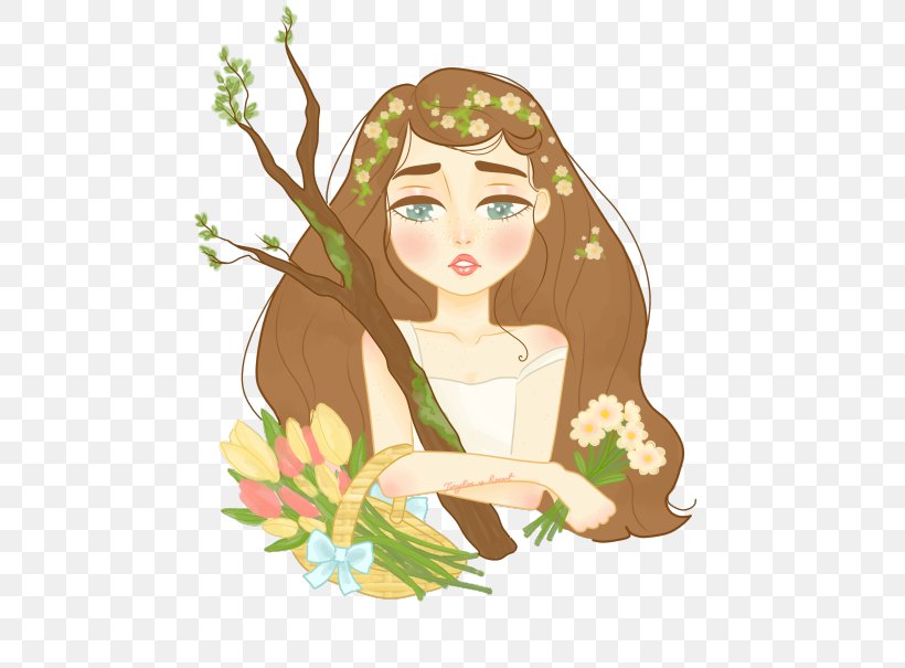 Fairy Brown Hair Flower Clip Art, PNG, 500x605px, Fairy, Art, Brown, Brown  Hair, Fictional Character Download