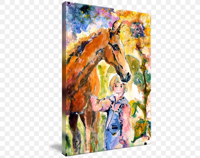 Horse Watercolor Painting Gallery Wrap, PNG, 430x650px, Horse, Acrylic Paint, Art, Canvas, Flower Download Free