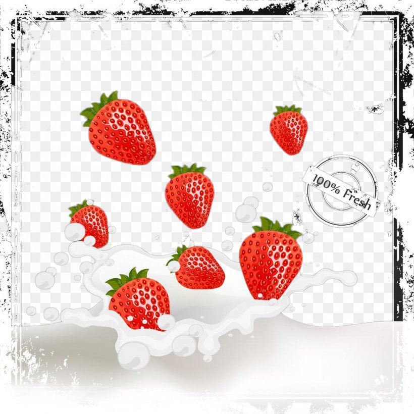 Strawberry Milk Aedmaasikas, PNG, 1000x1000px, Strawberry, Aedmaasikas, Drink, Flavored Milk, Food Download Free