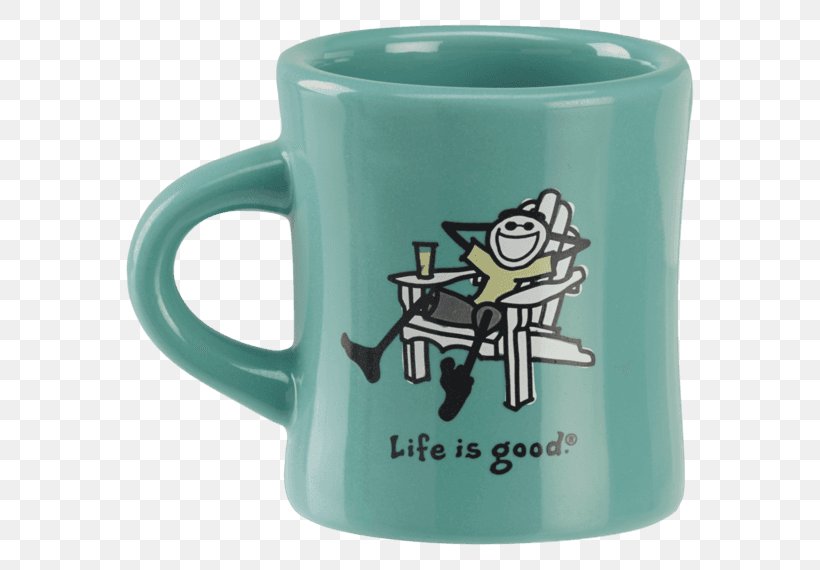 T-shirt Life Is Good Company Mug Coffee Cup, PNG, 570x570px, Tshirt, Ceramic, Clothing, Clothing Accessories, Coffee Download Free