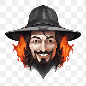 Guy Fawkes - Man With Burning Hat Illustration PNG