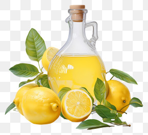 Lemon Oil - Bottle Of Lemon Oil With Fresh Lemons PNG
