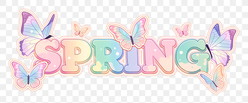 Pastel SPRING With Butterflies PNG