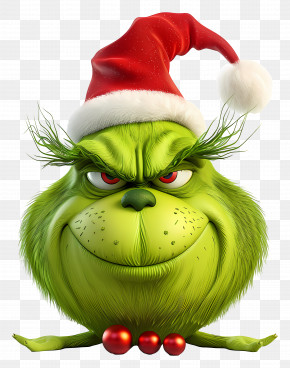 Grinch - Festive Green Character With Christmas Hat PNG