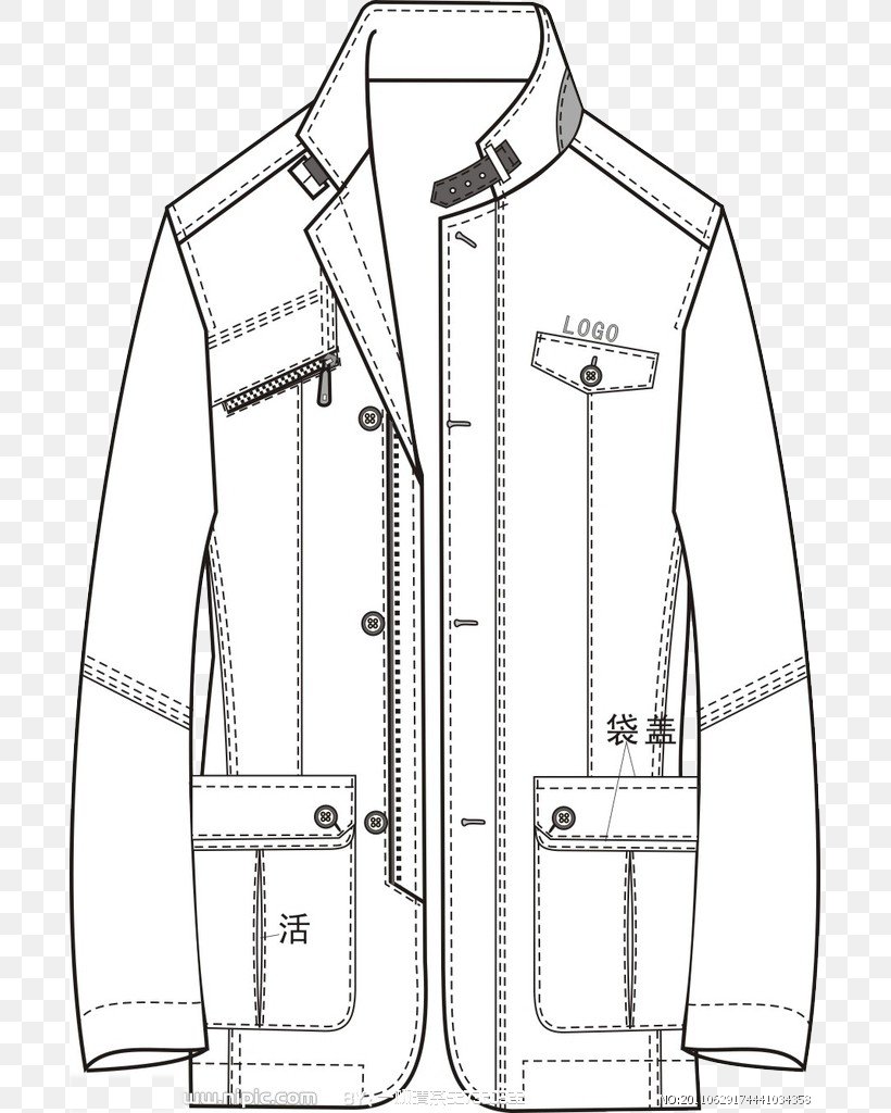 Clothing Jacket Outerwear Dress Collar, PNG, 691x1024px, Clothing, Area, Artwork, Black, Black And White Download Free