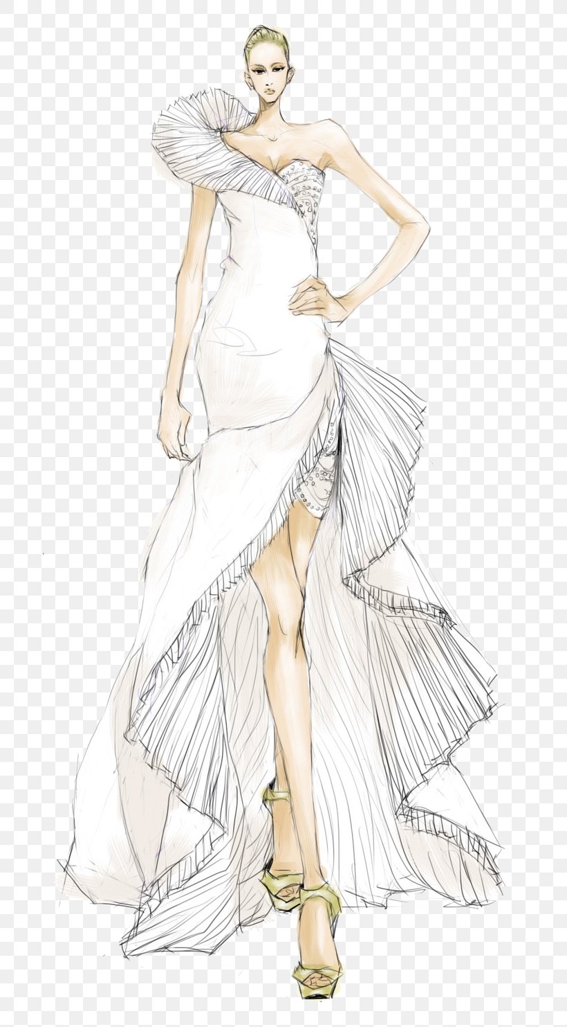 Formal Wear Gown Model Designer Illustration, PNG, 700x1483px, Watercolor, Cartoon, Flower, Frame, Heart Download Free