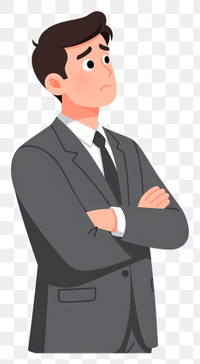 Worried Businessman With Arms Crossed PNG