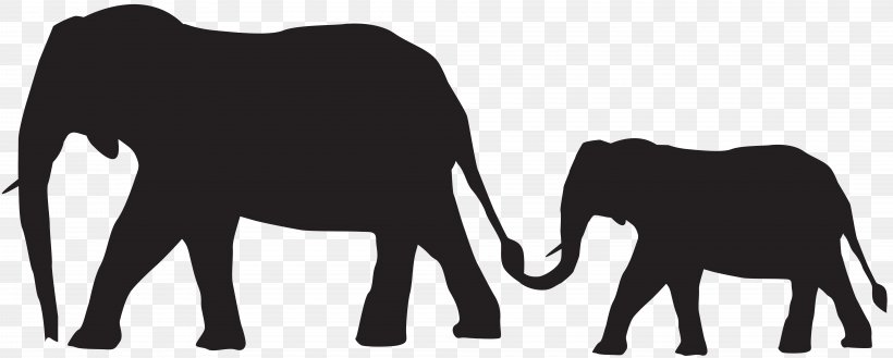 Indian Elephant African Elephant Silhouette, PNG, 8000x3212px, Indian Elephant, African Elephant, Asian Elephant, Black, Black And White Download Free