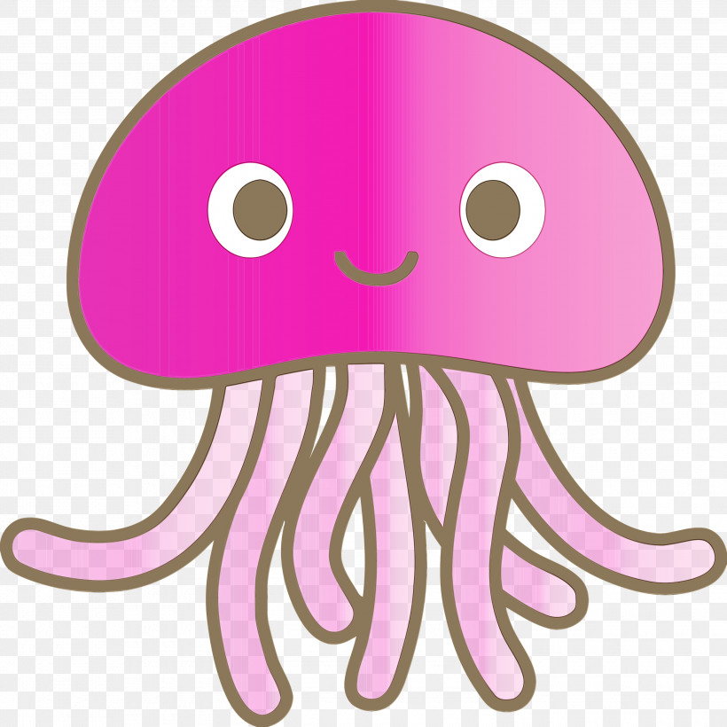 Pink Octopus Jellyfish Cartoon Nose, PNG, 3000x3000px, Baby Jellyfish, Cartoon, Cnidaria, Giant Pacific Octopus, Jellyfish Download Free
