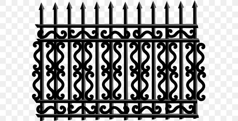 Fence Gate Iron Railing Clip Art, PNG, 600x418px, Fence, Black And White, Chainlink Fencing, Gate, Home Fencing Download Free