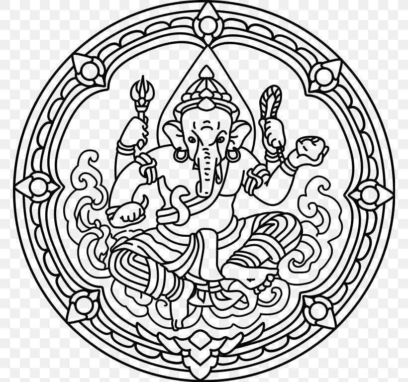 Silpakorn University Ganesha Fine Arts Department Sangha Seals Of The Provinces Of Thailand, PNG, 768x768px, Silpakorn University, Area, Art, Black And White, Bodhisattva Download Free
