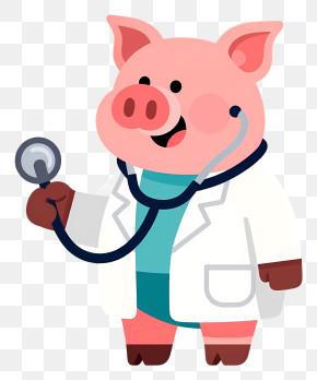 Pig Doctor With Stethoscope PNG
