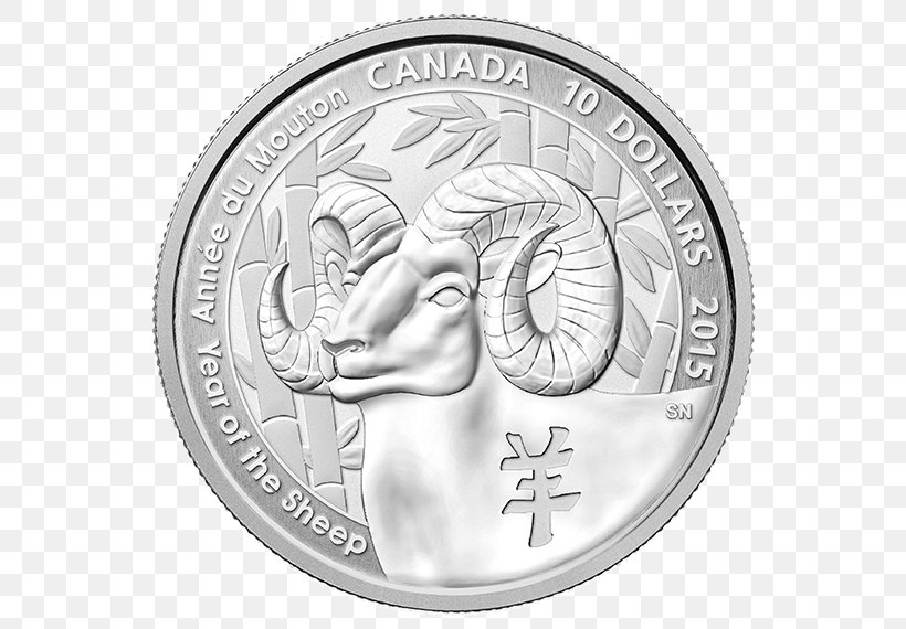 Sheep Silver Coin Silver Coin Canada, PNG, 570x570px, Sheep, Bighorn Sheep, Black And White, Canada, Canadian Gold Maple Leaf Download Free