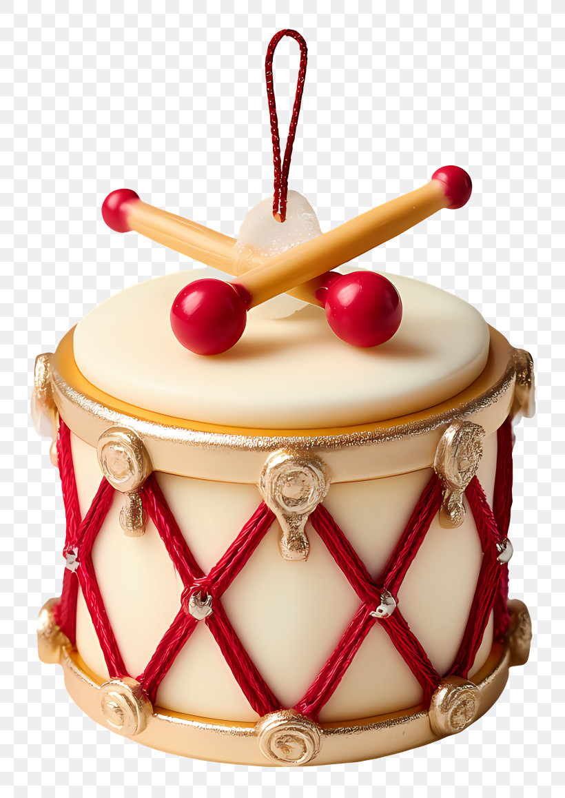 Drum Ornament - Festive Red-gold Toy Drum Ornament PNG