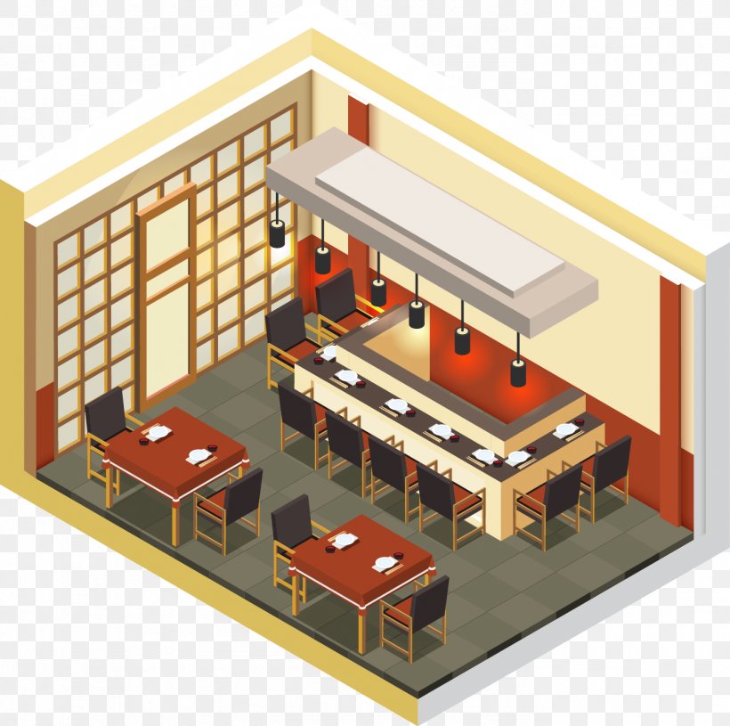 Japanese Cuisine Sushi Restaurant Isometric Projection Bar, PNG, 1386x1378px, Japanese Cuisine, Bar, Drink, Gratis, Home Download Free