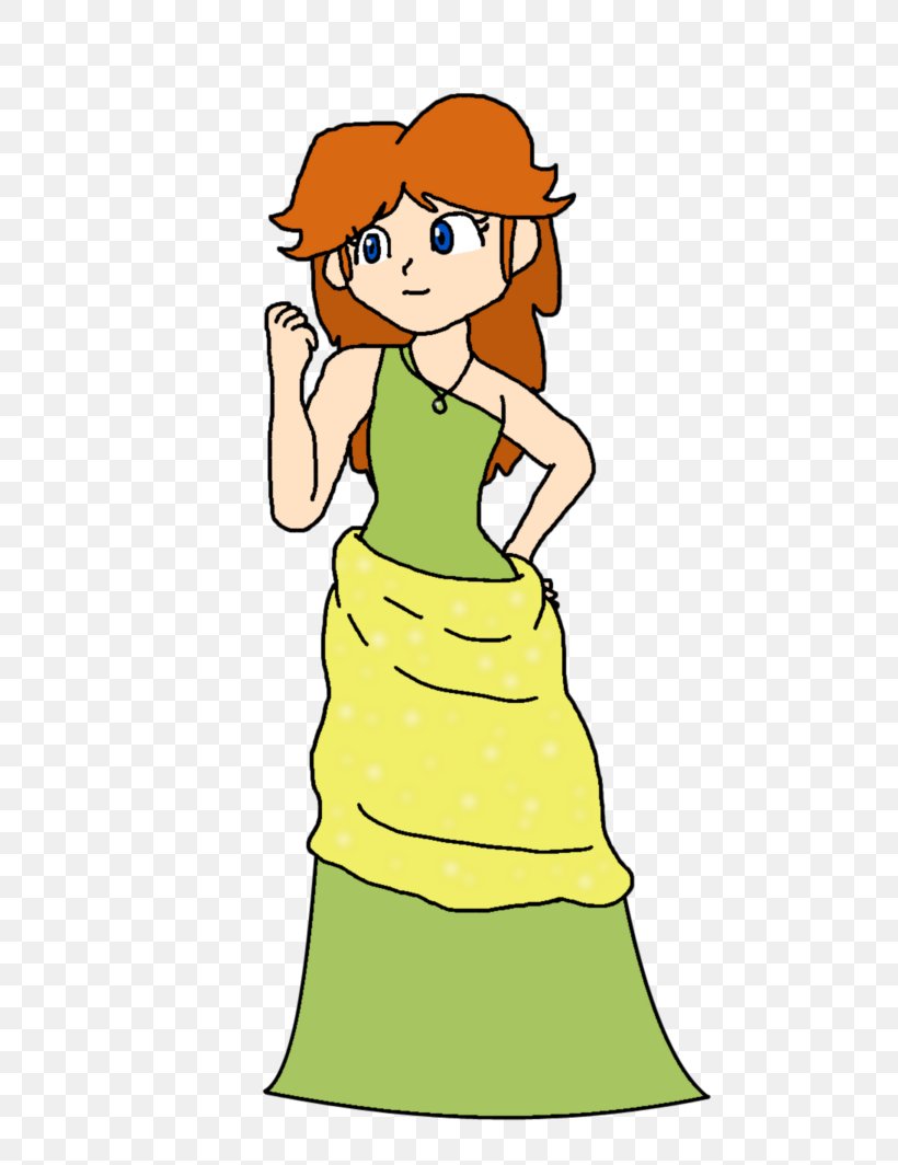 Princess Daisy Common Daisy Dress DeviantArt, PNG, 750x1064px, Watercolor, Cartoon, Flower, Frame, Heart Download Free