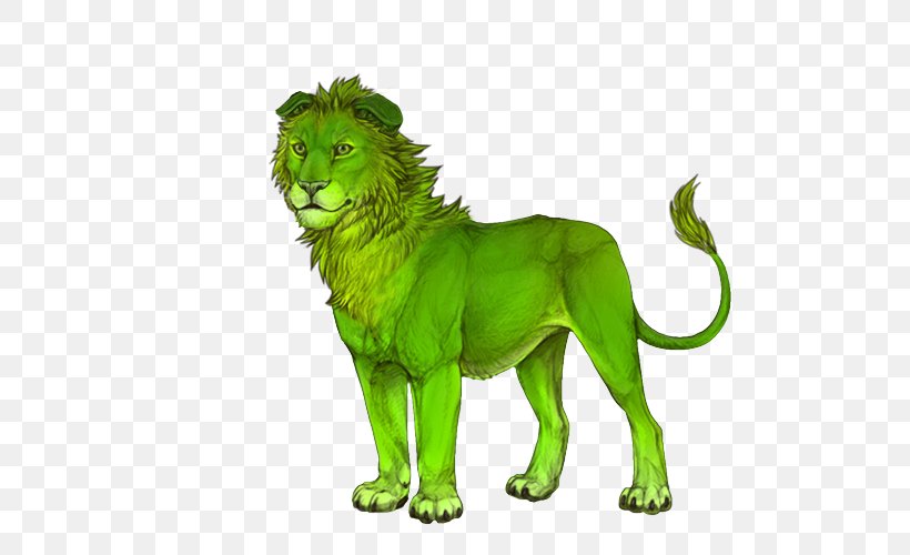 Lion Cat Terrestrial Animal Fauna Green, PNG, 640x500px, Lion, Animal, Animal Figure, Big Cat, Big Cats Download Free