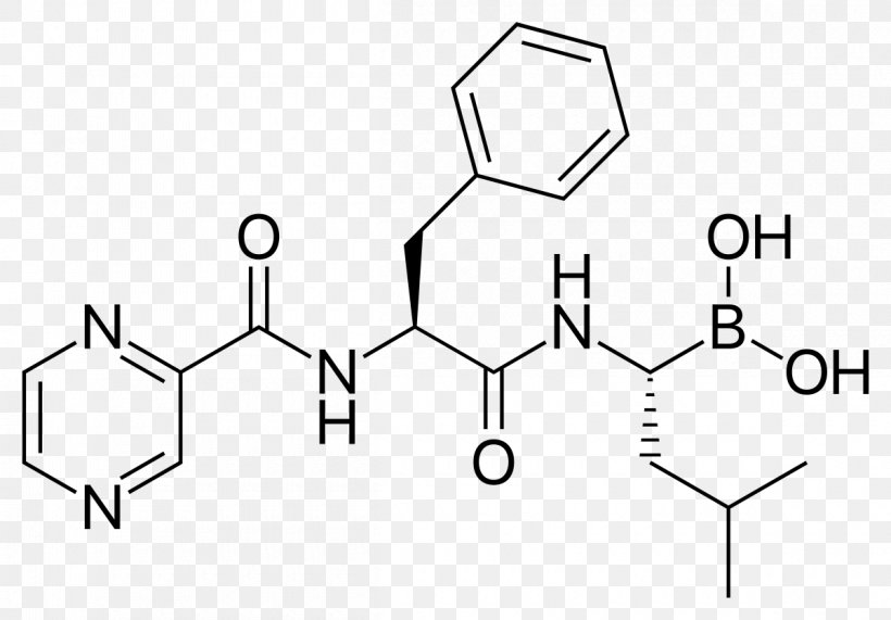 Small Molecule Bortezomib Chemical Compound Molecular Mass, PNG, 1200x837px, 4hydroxy4methylpentanoic Acid, Molecule, Area, Black And White, Bortezomib Download Free