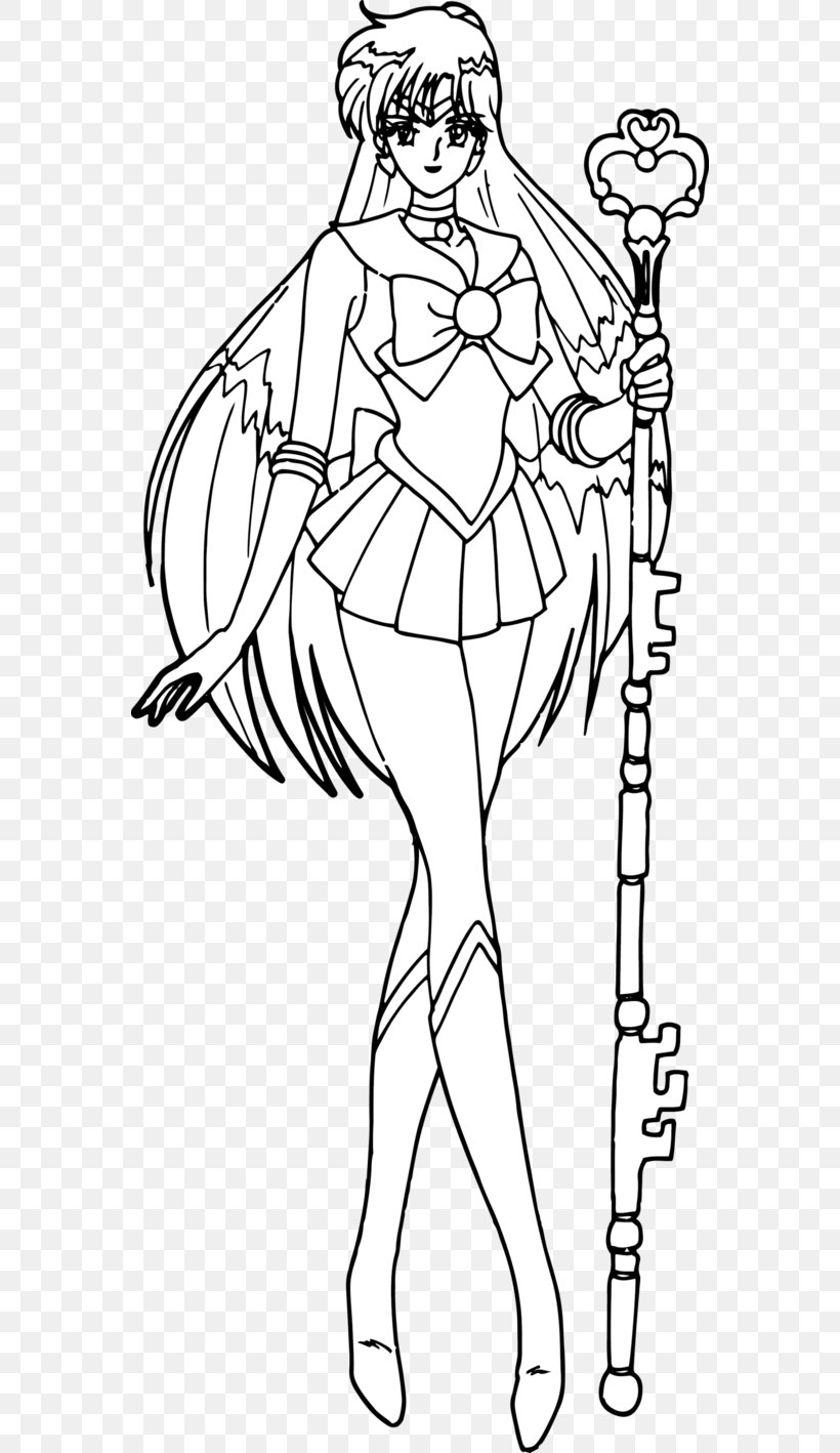Sailor Pluto Sailor Saturn Sailor Moon Chibiusa Sailor Mercury, PNG, 564x1418px, Sailor Pluto, Arm, Art, Black And White, Chibichibi Download Free