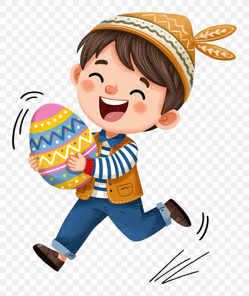 Boy Running With Egg PNG