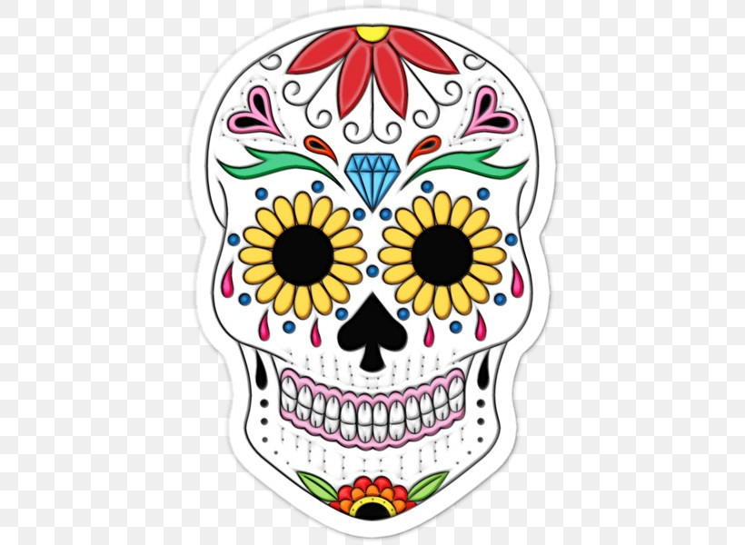 Skull Art, PNG, 600x600px, Watercolor, Calavera, Candy, Day Of The Dead, Drawing Download Free