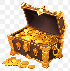 Gold Coins - Golden Treasure Chest With Coins PNG