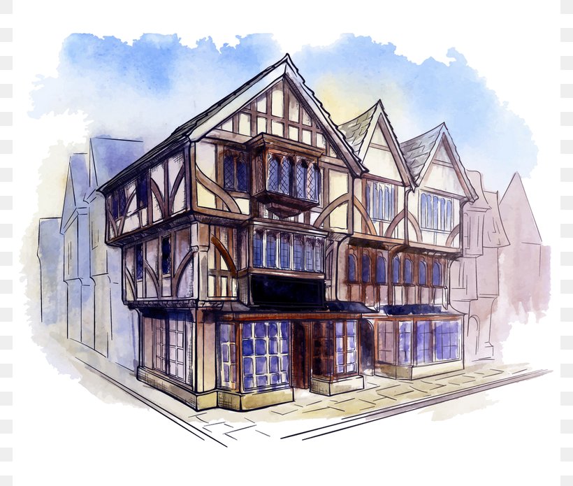 Tudor Architecture Watercolor Painting, PNG, 784x695px, Tudor Architecture, Architectural Style, Architecture, Art, Building Download Free