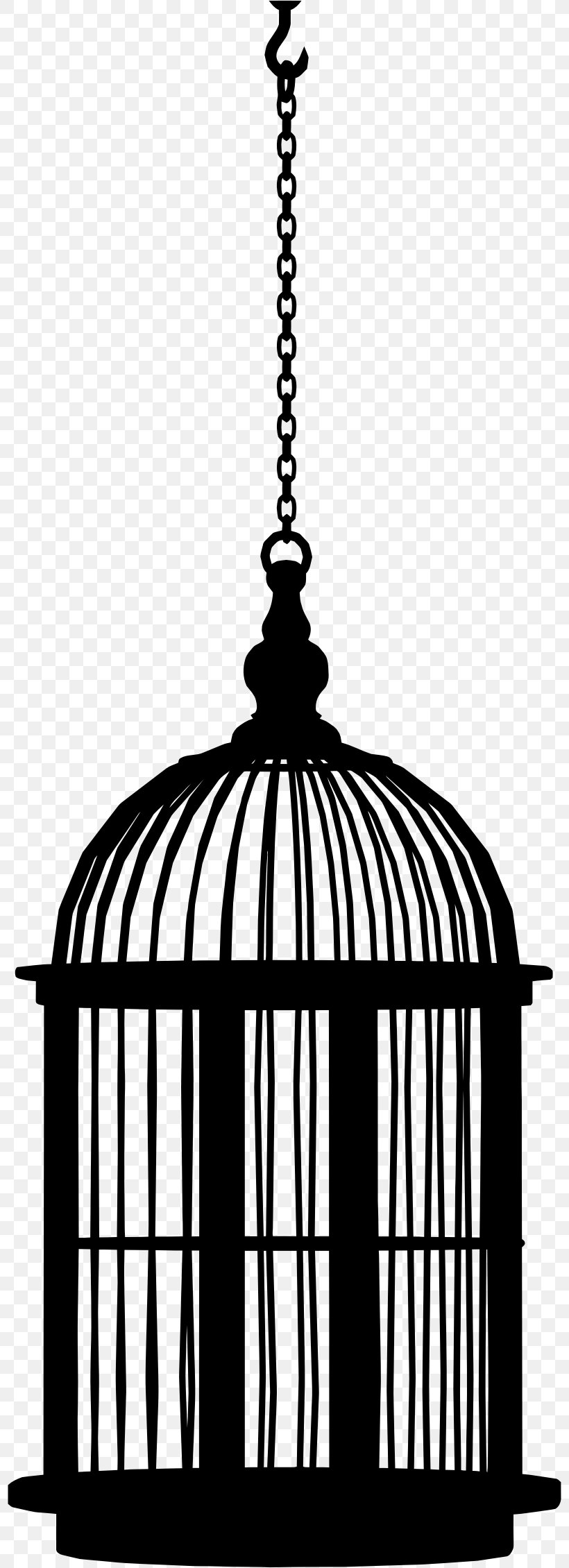 Birdcage Clip Art, PNG, 798x2260px, Bird, Birdcage, Black And White, Cage, Ceiling Fixture Download Free