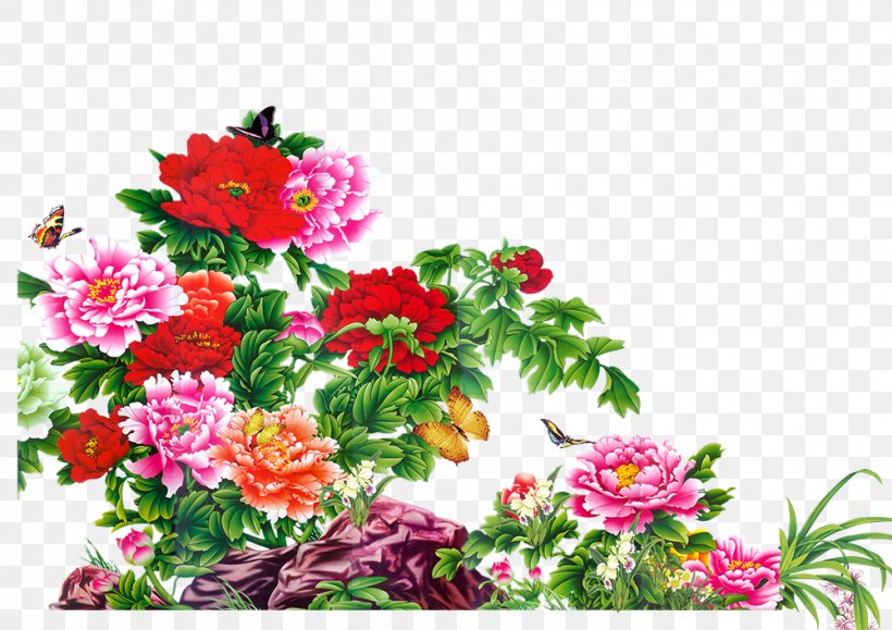 Moutan Peony Mural Visual Arts Painting Wall, PNG, 1000x707px, Moutan Peony, Annual Plant, Art, Artificial Flower, Blossom Download Free