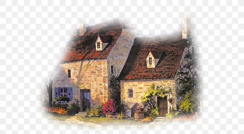 Farmhouse Painting Property Facade, PNG, 600x453px, House, Almshouse, Building, Calendar, Cottage Download Free