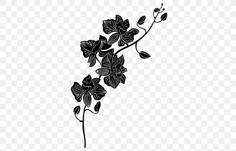 Wall Decal Orchids Tattoo Flower Idea, PNG, 700x525px, Wall Decal, Black, Black And White, Branch, Flora Download Free