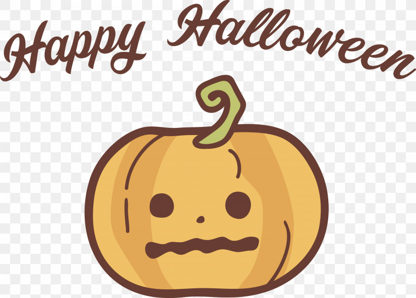 Happy Halloween, PNG, 3000x2151px, Happy Halloween, Calabaza, Cartoon, Fruit, Happiness Download Free