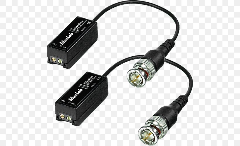 Coaxial Cable Adapter Balun Closed-circuit Television Video, PNG, 500x500px, Coaxial Cable, Adapter, Analog Signal, Balun, Bnc Connector Download Free