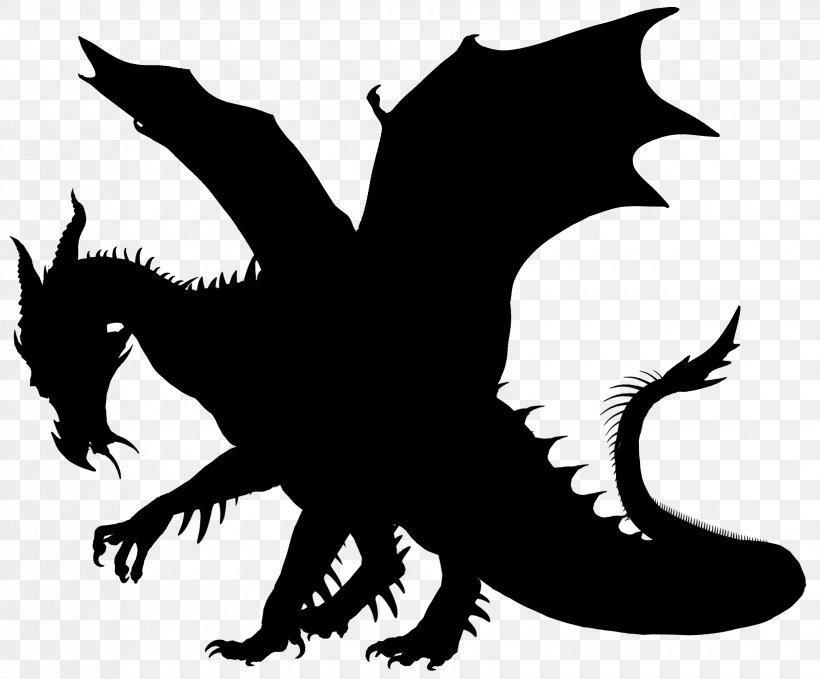 Dragon Silhouette Clip Art, PNG, 3300x2735px, Dragon, Autocad Dxf, Black And White, Carnivoran, Chinese Dragon Download Free