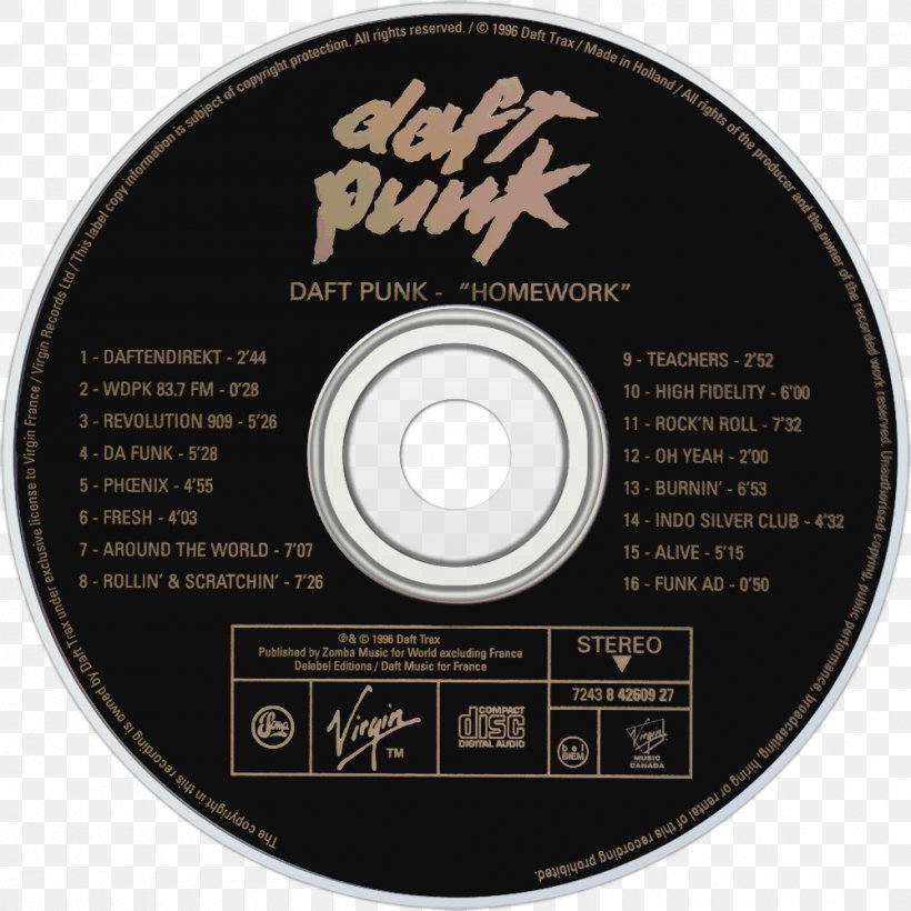 Daft Punk Homework Album Cover Discovery, PNG, 1000x1000px, Watercolor, Cartoon, Flower, Frame, Heart Download Free