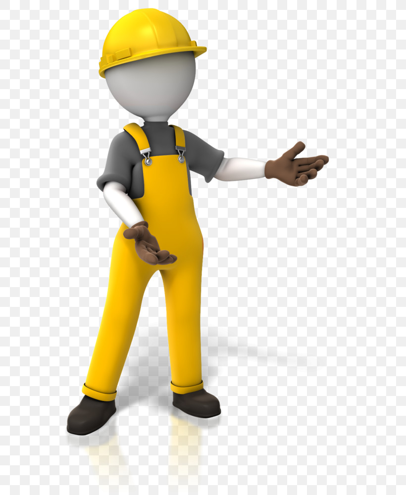 Construction Worker Cartoon Yellow Standing Job, PNG, 656x1000px, Construction Worker, Cartoon, Engineer, Figurine, Finger Download Free