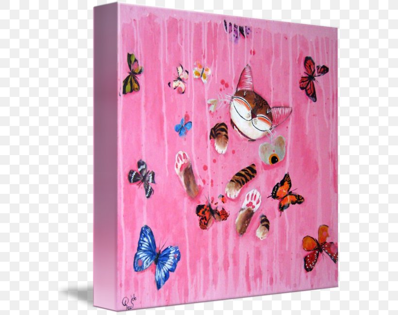 Paper Picture Frames Gallery Wrap Cat Art, PNG, 589x650px, Paper, Art, Butterfly, Canvas, Cat Download Free