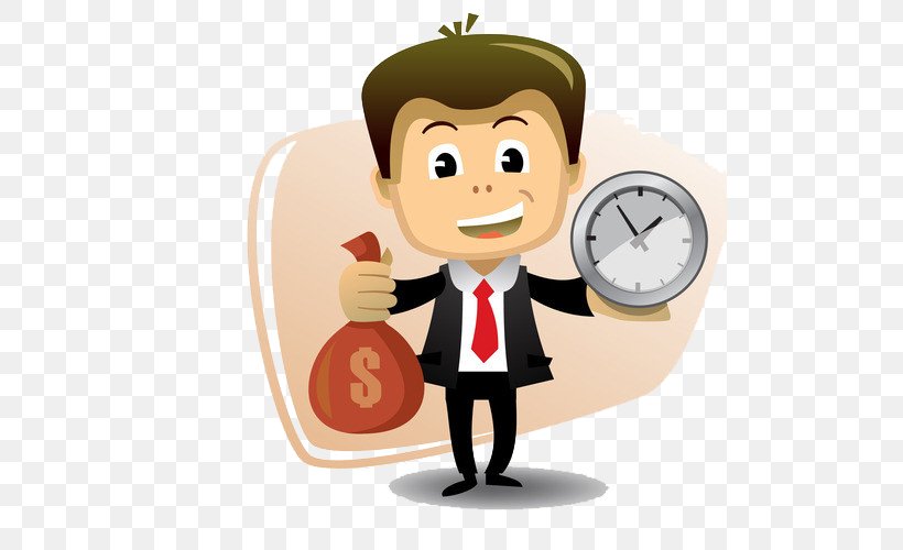 Cartoon Businessperson Illustration, PNG, 500x500px, Cartoon, Alarm Clock, Animation, Businessperson, Clock Download Free