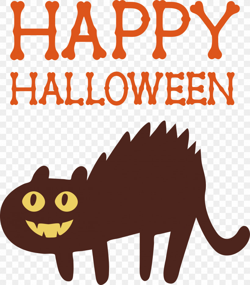 Happy Halloween, PNG, 2623x3000px, Happy Halloween, Cartoon, Cat, Line, Logo Download Free