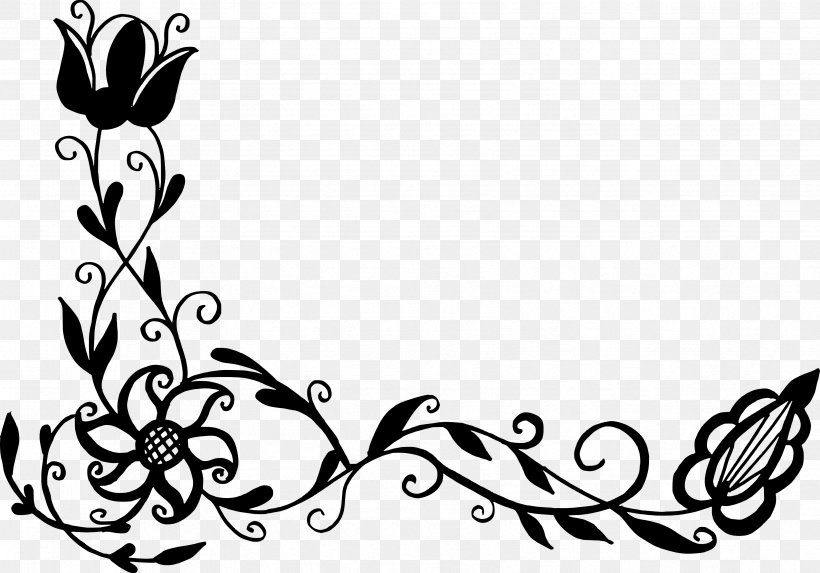 Flower Floral Design Clip Art, PNG, 3366x2354px, Flower, Art, Artwork, Black, Black And White Download Free