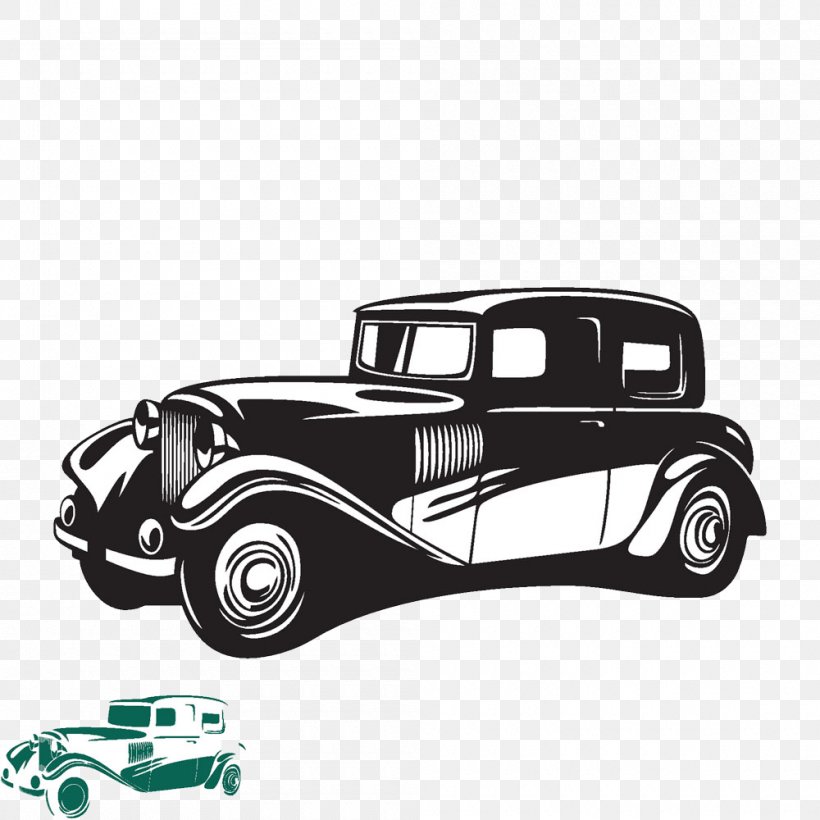 Vintage Car Classic Car, PNG, 1000x1000px, Car, Antique Car, Automotive Design, Black And White, Brand Download Free