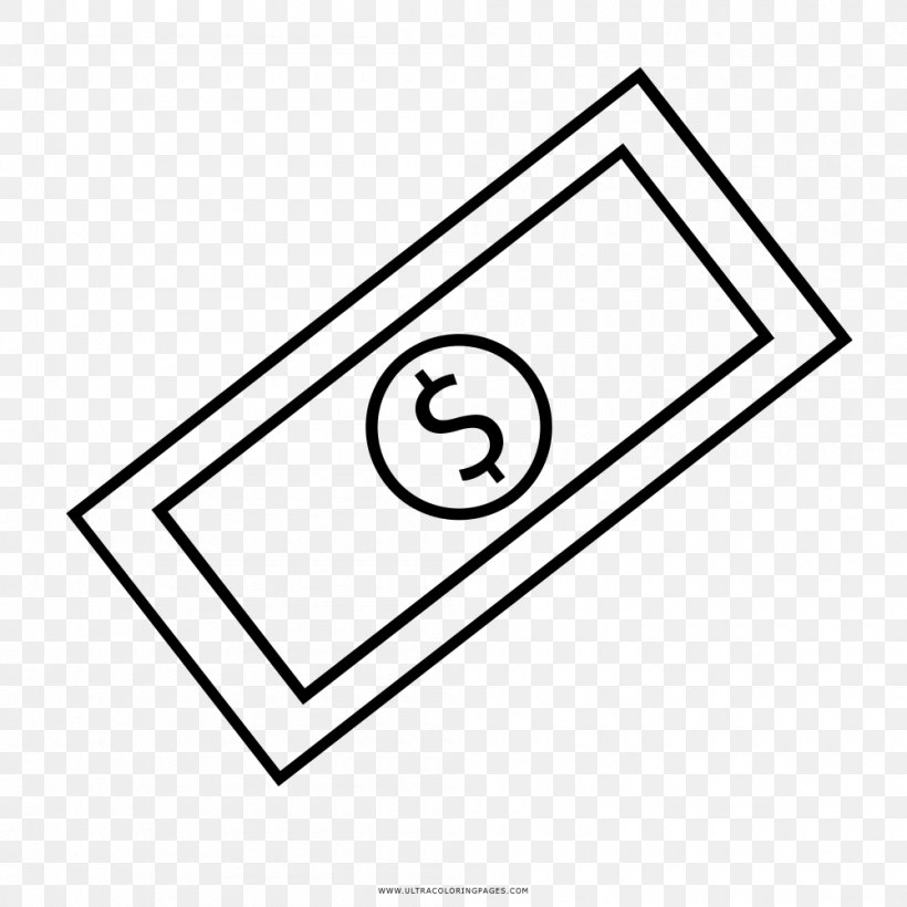 Drawing Money Coin Line Art Coloring Book, PNG, 1000x1000px, Drawing, Area, Banknote, Black, Black And White Download Free