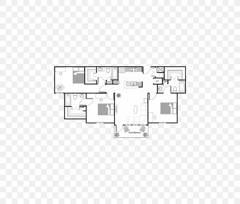 Floor Plan The Scarlet Apartment Kitchen, PNG, 700x700px, Floor Plan, Air Conditioning, Apartment, Area, Black And White Download Free
