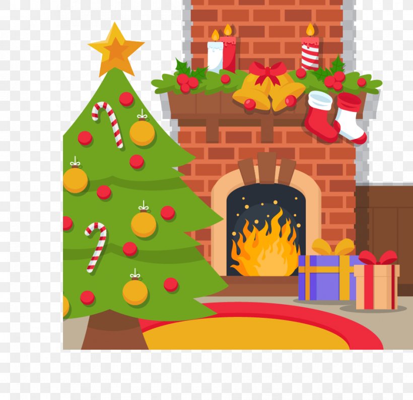 Christmas Tree Euclidean Vector Fireplace, PNG, 944x915px, Christmas, Chimney, Chimney Fire, Christmas Decoration, Christmas Ornament Download Free