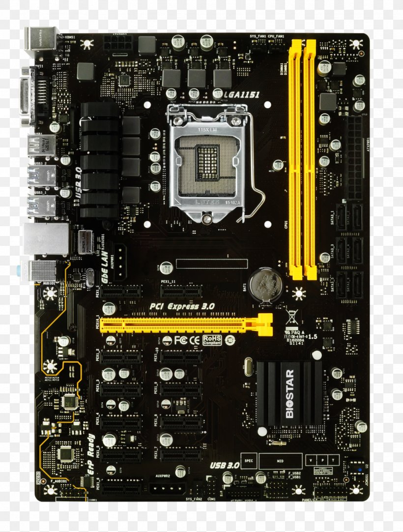 Intel Biostar TB250-BTC LGA 1151 Motherboard, PNG, 1024x1352px, Intel, Biostar, Computer, Computer Accessory, Computer Component Download Free